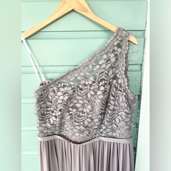 David’s bridal NWT lace one shoulder dress gown portobello purple bridesmaid 12 - Picture 3 of 9